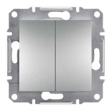 Выключатель 1-полюсный, 2-клавишный Алюминий Asfora Plus Schneider Electric EPH0300161