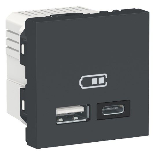 Двойная USB розетка A+C антрацит Schneider Electric Unica New