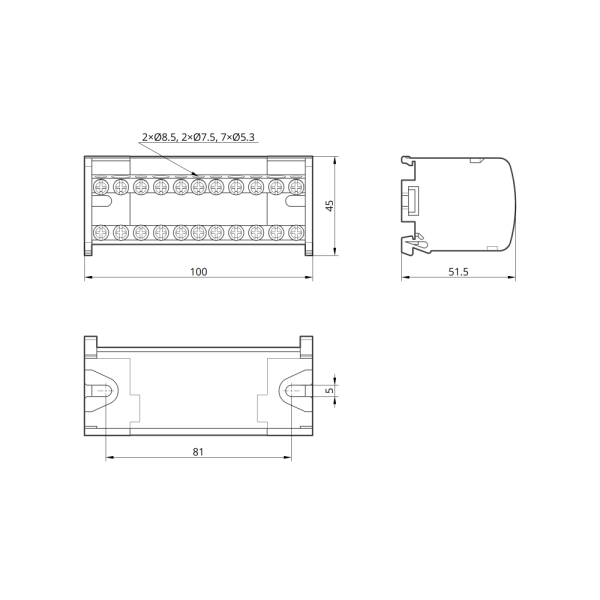 Шина N KMD-211 на DIN-рейку Takel в корпусе 2х11 синяя
