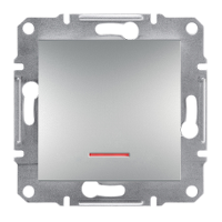 Выключатель одноклавишный с подсветкой Алюминий Asfora Plus Schneider Electric EPH1400161