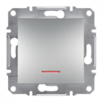 Выключатель кнопочный с подсветкой Алюминий Asfora Plus Schneider Electric ЕPH1600161