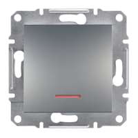 Выключатель кнопочный с подсветкой Сталь Asfora Plus Schneider Electric ЕPH1600162