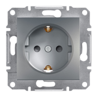 Розетка з заземлюючим контактом, зах. шторками Asfora Сталь Schneider Electric EPH2900262