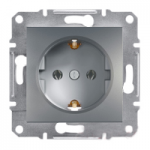 Розетка с заземлением Сталь Asfora Plus Schneider Electric EPH2900162   
