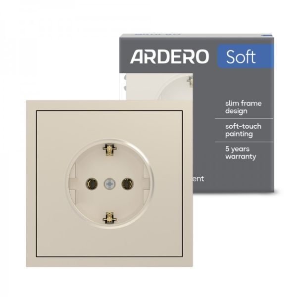 Розетка с заземлением Ardero Soft механизм 16А ER121-C шампань