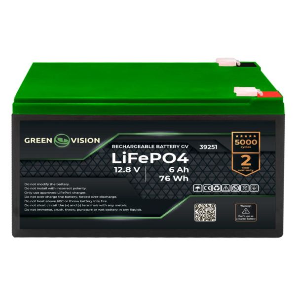 Аккумулятор LiFePO4 LogicPower GV12,8V-6Ah 76Wh