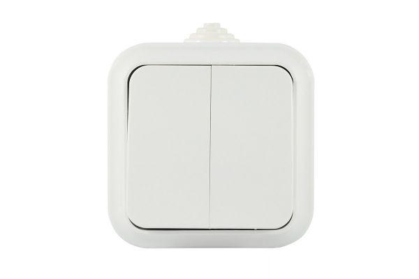 Вимикач 2 клавішний IP54 Bylectrica Пралеска Аква білий А5 6-224