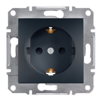 Розетка з заземлюючим контактом, зах. шторками Asfora Антрацит Schneider Electric EPH2900271