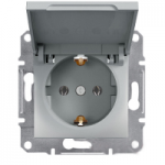Розетка с заземлением, с крышкой Алюминий Asfora Schneider Electric EPH3100161