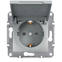 Розетка с заземлением, с крышкой Алюминий Asfora Schneider Electric EPH3100161