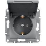 Розетка с заземлением, с крышкой Сталь Asfora Plus Schneider Electric EPH3100162