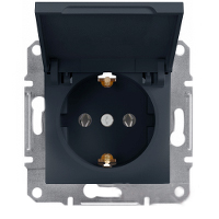 Розетка з заземленням з кришкою ASFORA Антрацит Schneider Electric EPH3100171