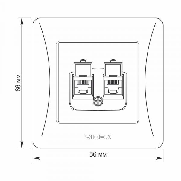 Розетка CAT6+CAT3 подвійна срібний шовк VIDEX BINERA