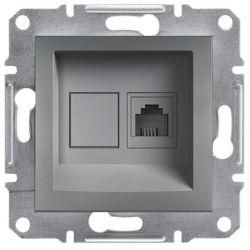 Розетка телефонна RJ11 4-х контактна сталь Asfora Schneider Electric EPH4100162