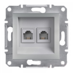 Розетка телефонная RJ11 4-х контактная двойная алюминий Asfora Plus Schneider Electric EPH4200161