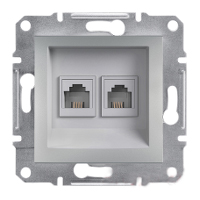 Розетка телефонная RJ11 4-х контактная двойная алюминий Asfora Plus Schneider Electric EPH4200161