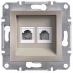Розетка телефонная RJ11 4-х контактная двойная бронза Asfora Plus Schneider Electric EPH4200169