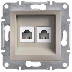 Розетка телефонная RJ11 4-х контактная двойная бронза Asfora Plus Schneider Electric EPH4200169