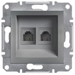 Розетка телефонна RJ11 4-х контактна подвійна сталь Asfora Schneider Electric EPH4200162