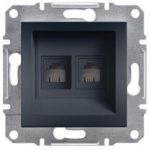 Розетка телефонная RJ11 4-х контактная двойная антрацит Asfora Plus Schneider Electric EPH4200171