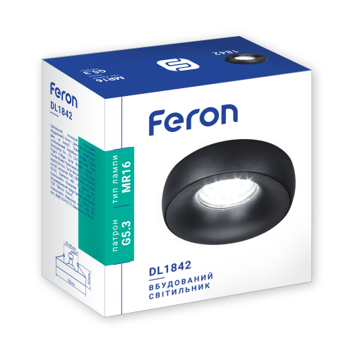 Встроенный светильник G5.3 черный матовый Feron DL1842