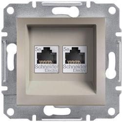 Розетка компьютерная RJ45 кат.5е UTP двойная Бронза Asfora Plus Schneider Electric EPH4400169