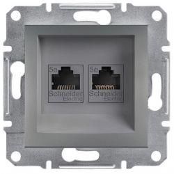 Розетка комп,ютерна RJ45 кат.5е UTP подвійна сталь Asfora Schneider Electric EPH4400162
