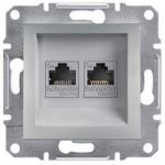 Розетка компьютерная RJ45 кат.6 UTP 2-ная Алюминий Asfora Plus Schneider Electric EPH4800161