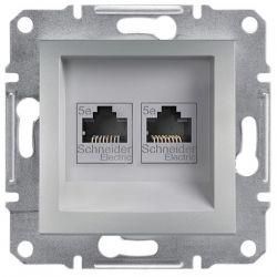 Розетка компьютерная RJ45 кат.6 UTP 2-ная Алюминий Asfora Plus Schneider Electric EPH4800161