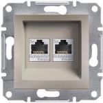 Розетка компьютерная RJ45 кат.6 UTP двойная Бронза Asfora Schneider Electric EPH4800169