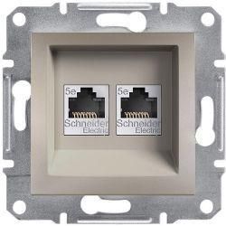 Розетка компьютерная RJ45 кат.6 UTP двойная Бронза Asfora Schneider Electric EPH4800169