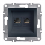 Розетка компьютерная RJ45 кат.6 UTP двойная Антрацит Asfora Plus Schneider Electric EPH4800171