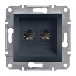 Розетка компьютерная RJ45 кат.6 UTP двойная Антрацит Asfora Plus Schneider Electric EPH4800171