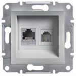 Розетка комп. и телеф (RJ45, Cat.5e UTP + RJ12) алюминий Asfora Schneider Electric EPH4900161