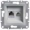 Розетка комп. и телеф (RJ45, Cat.5e UTP + RJ12) алюминий Asfora Schneider Electric EPH4900161