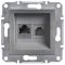 Розетка комп. і телеф. (RJ45, Cat. 5e UTP + RJ12) сталь Asfora Schneider Electric EPH4900162