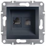 Розетка комп. и телеф. (RJ45, Cat.5e UTP + RJ12) антрацит Asfora Plus Schneider Electric EPH4900171