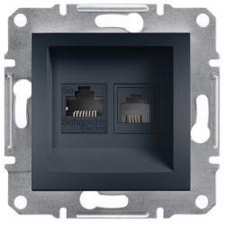 Розетка комп. и телеф. (RJ45, Cat.5e UTP + RJ12) антрацит Asfora Plus Schneider Electric EPH4900171