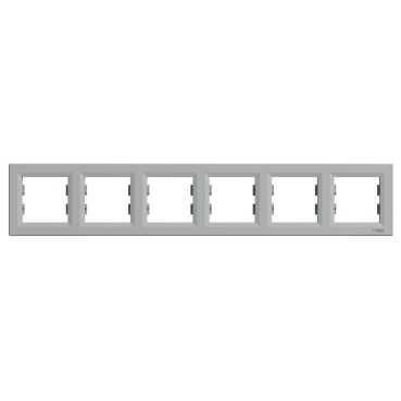 Рамка 6-местная горизонтальная Алюминий Asfora Plus Schneider Electric EPH5800661 