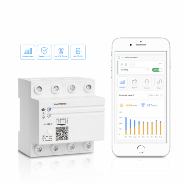 WiFi реле напруги трифазне 40А Баклер KCP-321-40