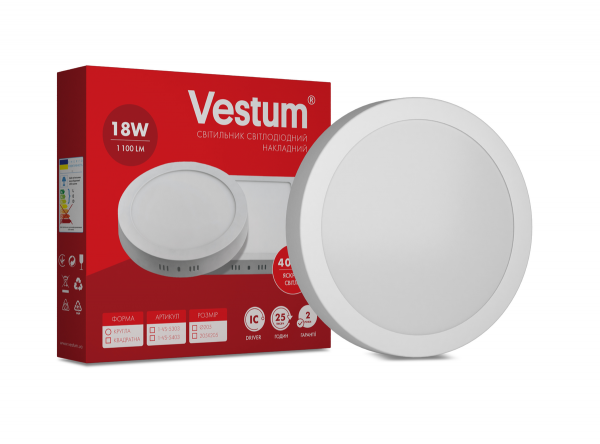 Світильник LED накладний круглий Vestum 18W 4000K 220V