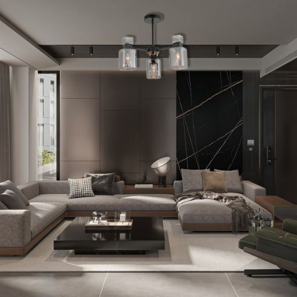 Світильник люстра Ardero BL1130-1 Olivia 3хЕ14 під лампу скло чорний