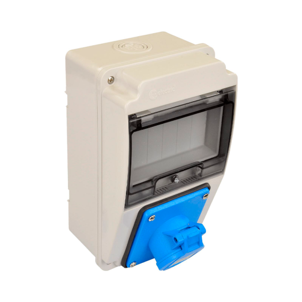 Бокс 130x220мм с розеткой - силовая 32A-3 3Р 1шт, TP electric внешний 230V IP44
