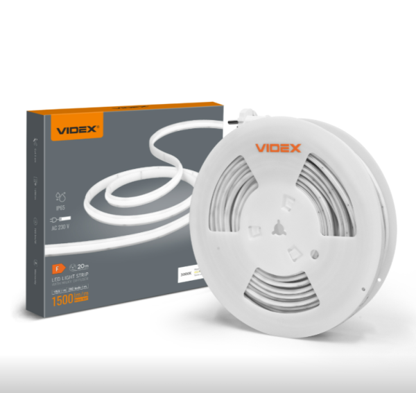 Лента LED Videx 230V 15W-m 3000K IP65 vl-lst-cb65-22153-b20 20м