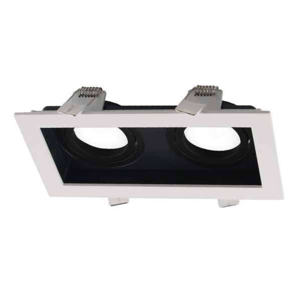 Светильник точечный встроенный Violux Amsterdam-2L GU10 2х35W 220V IP20 прямоугольник бело черный