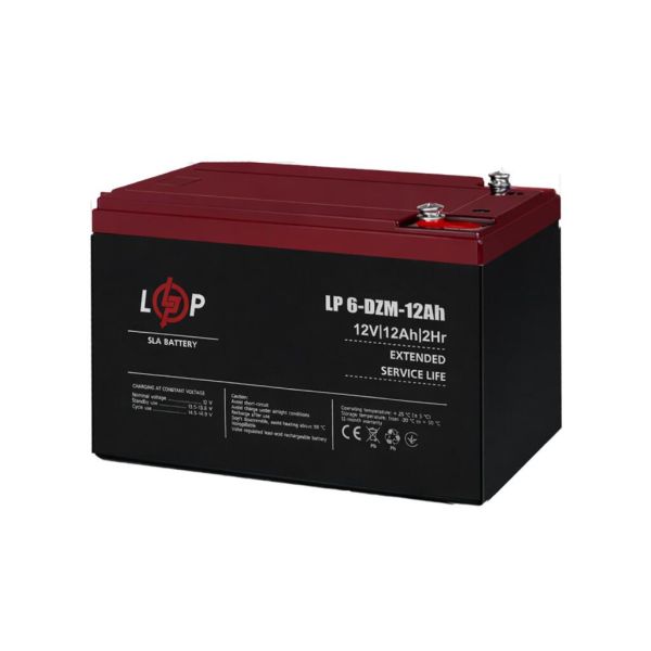 Аккумулятор тяговый свинцово-кислотный AGM LP LogicPower LP6-DZM-12Ah под болт М5