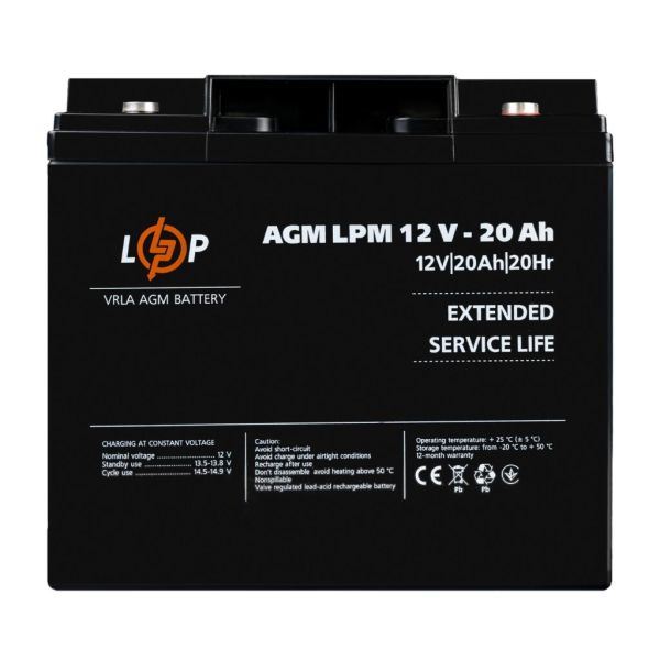 Аккумулятор свинцово-кислотный AGM LP LogicPower LPM 12V-20Ah под болт М5