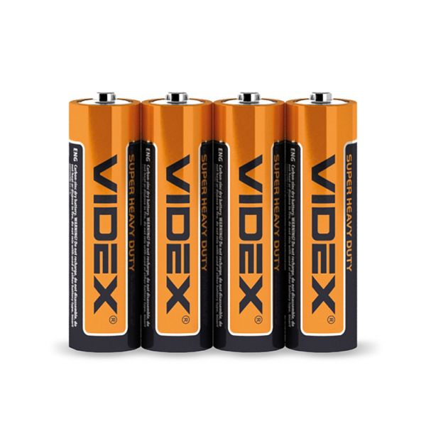 Батарейка солевая Videx R6P/AA 4шт SHRINK (цена за 1 штуку)