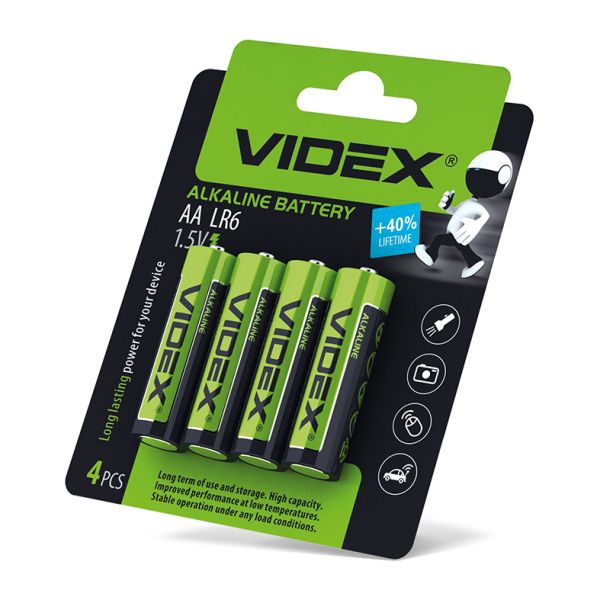 Батарейка лужна Videx LR6/AA 4шт Blister Card (ціна за 1 штуку)