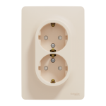 NU206744 Розетка подвійна з заземленням з шторками гвинтовий зажим Schneider Electric Unica New бежевий